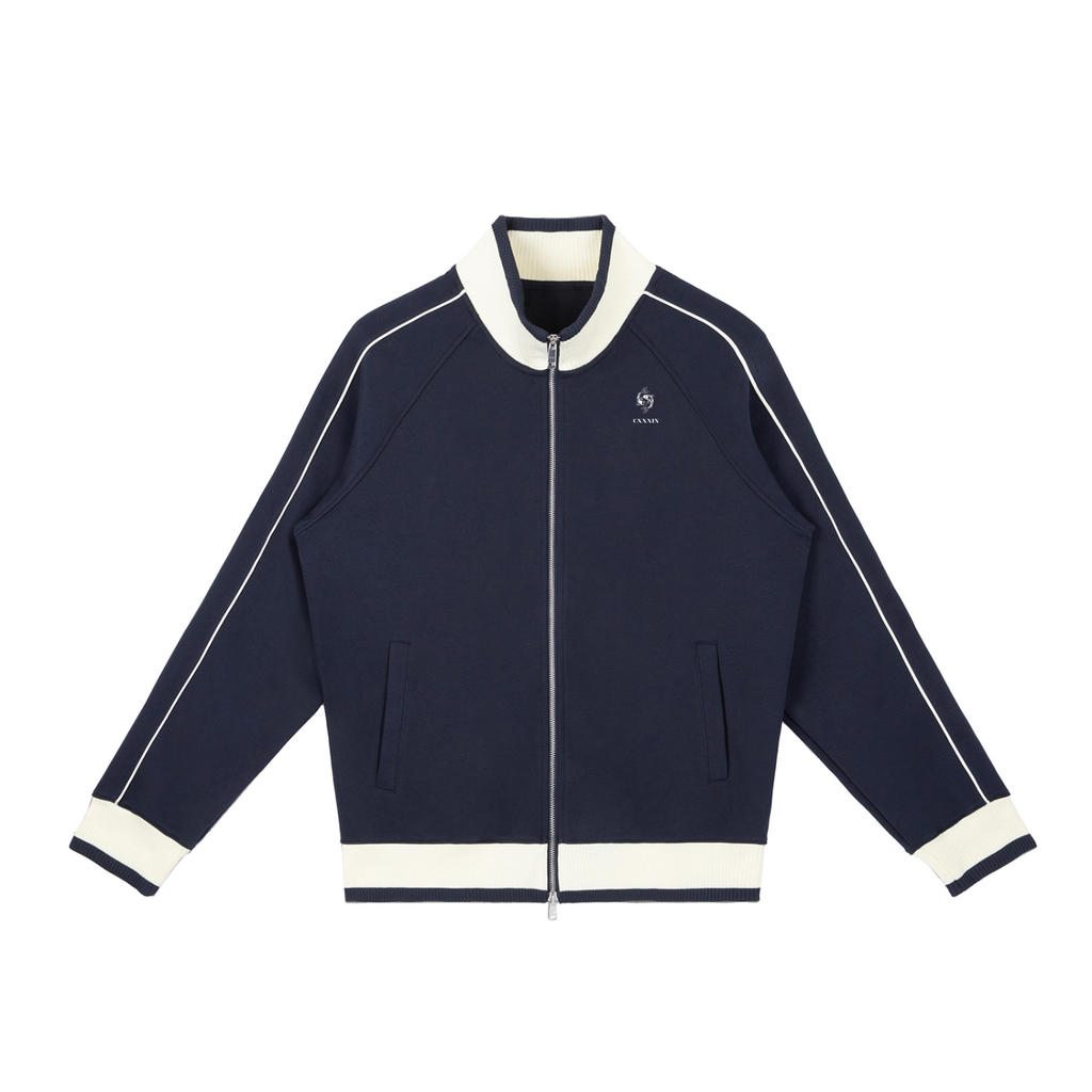 139 Koifish Color Block Raglan Sleeve Zip Track Jacket