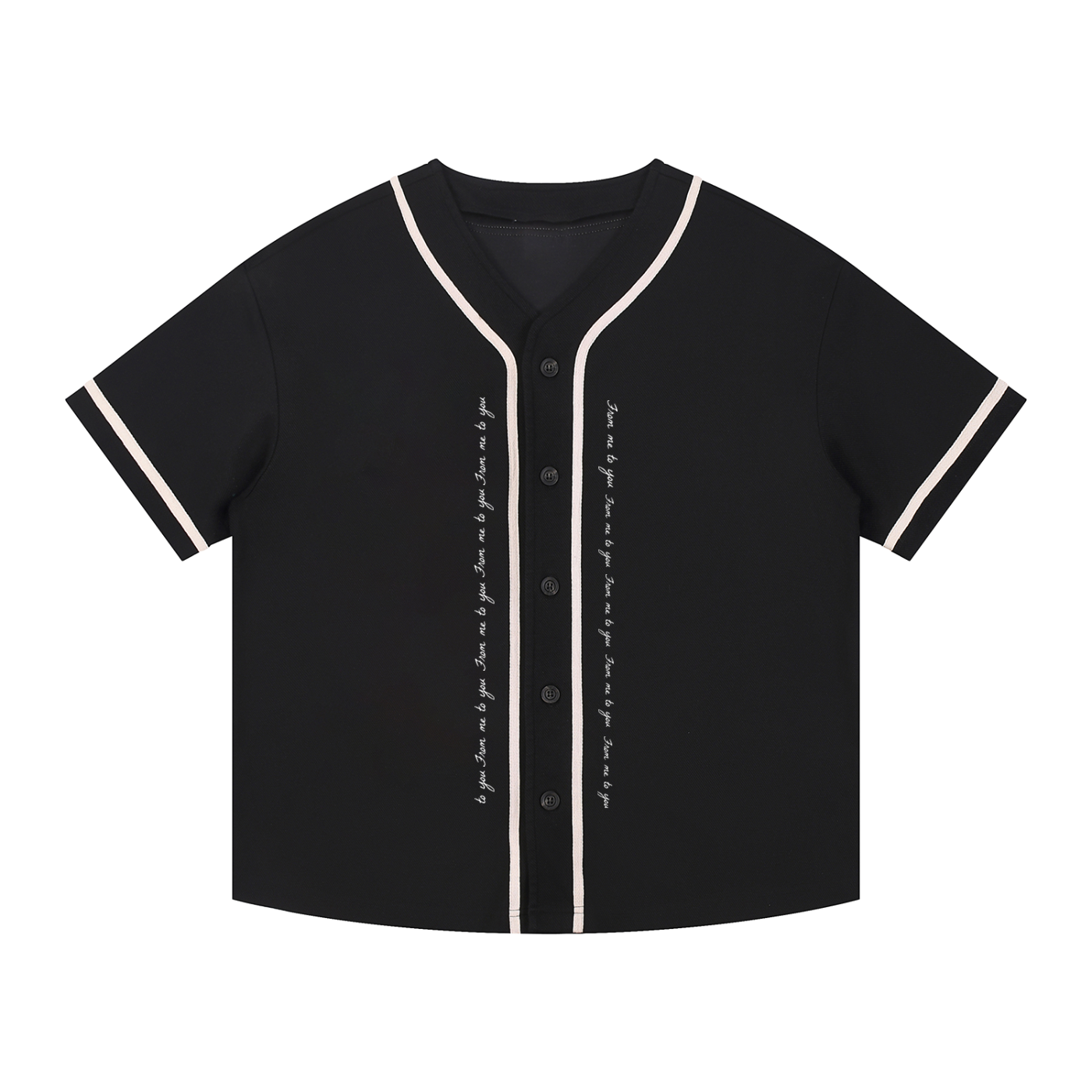 From me to you Pattern Contrast Piped Button-Up Jersey