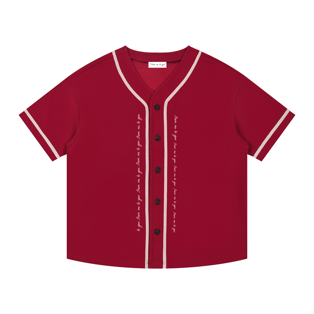 From me to you Pattern Contrast Piped Button-Up Jersey