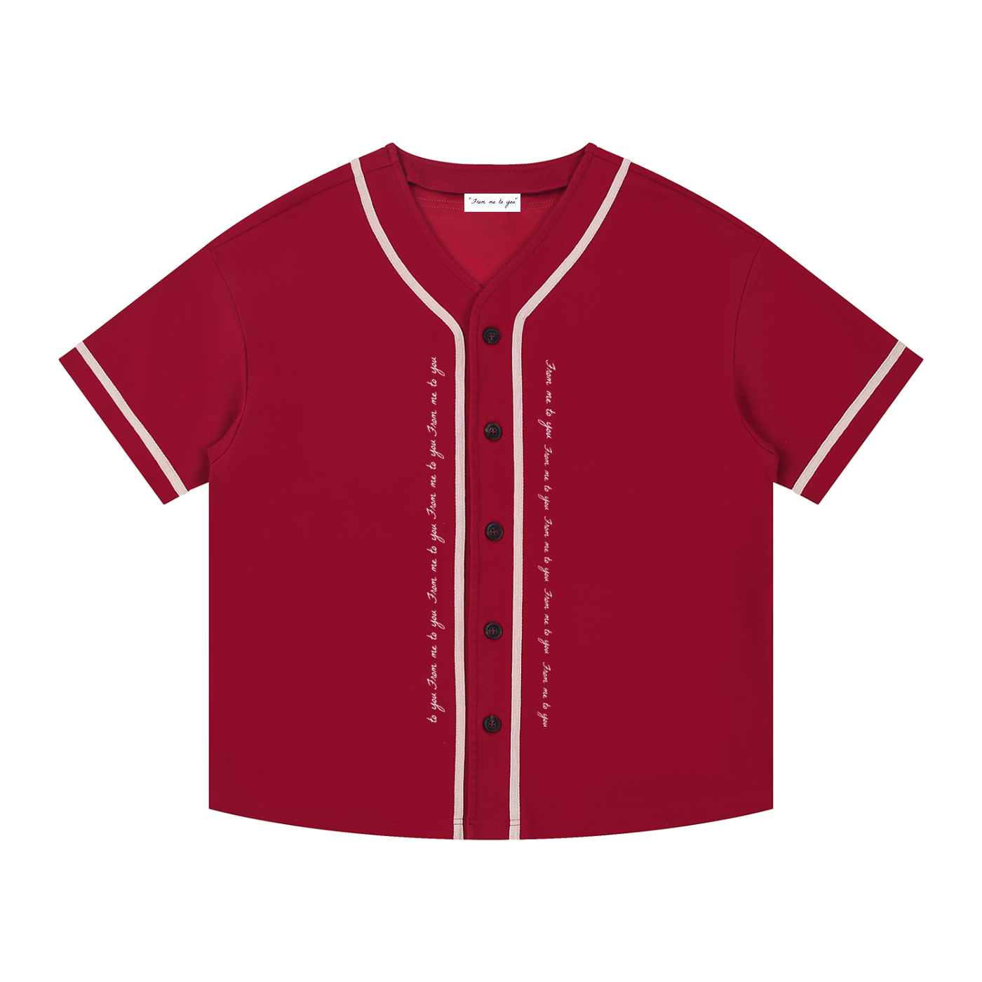 From me to you Pattern Contrast Piped Button-Up Jersey