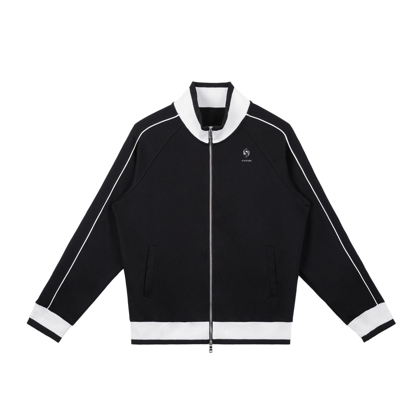 139 Koifish Color Block Raglan Sleeve Zip Track Jacket