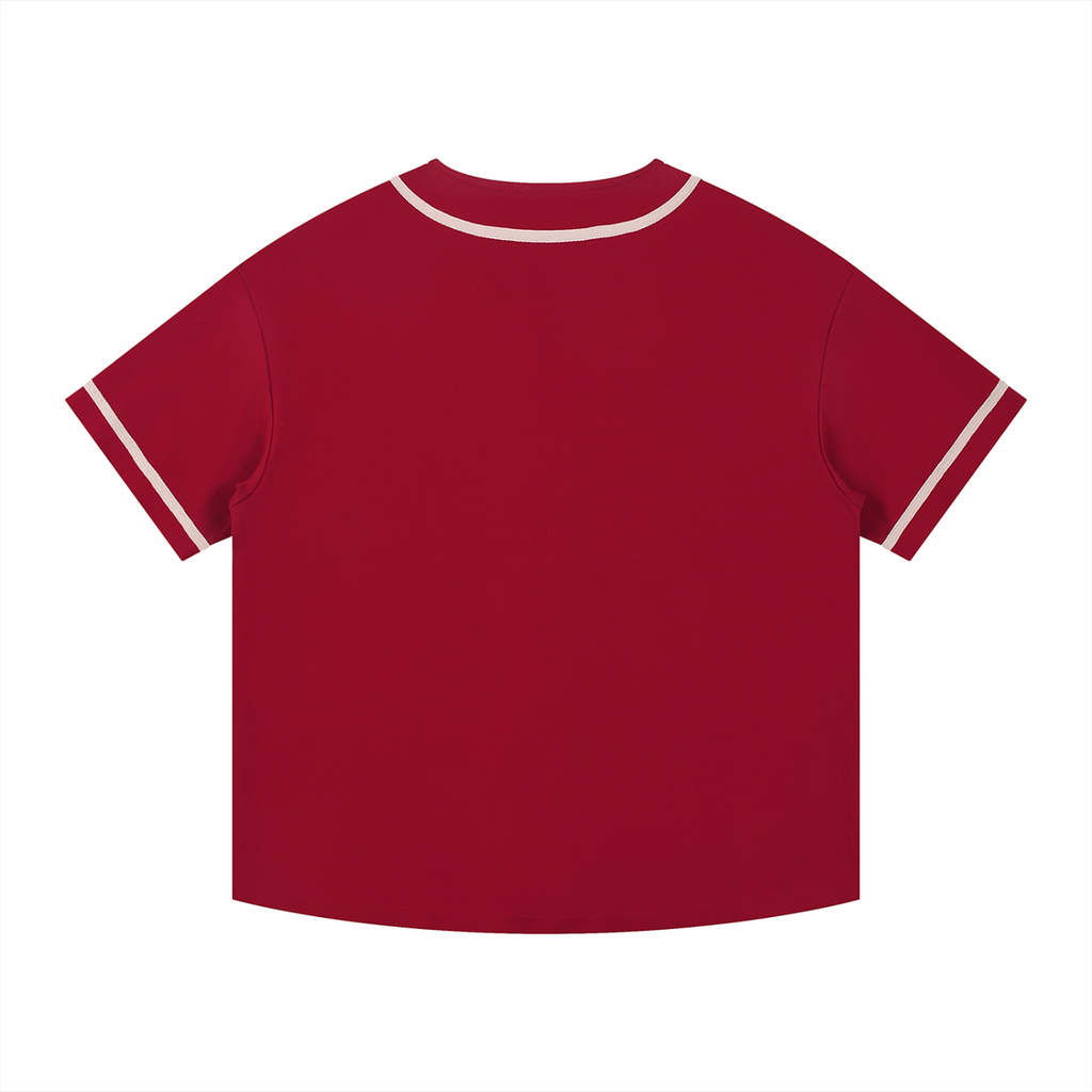 From me to you Pattern Contrast Piped Button-Up Jersey