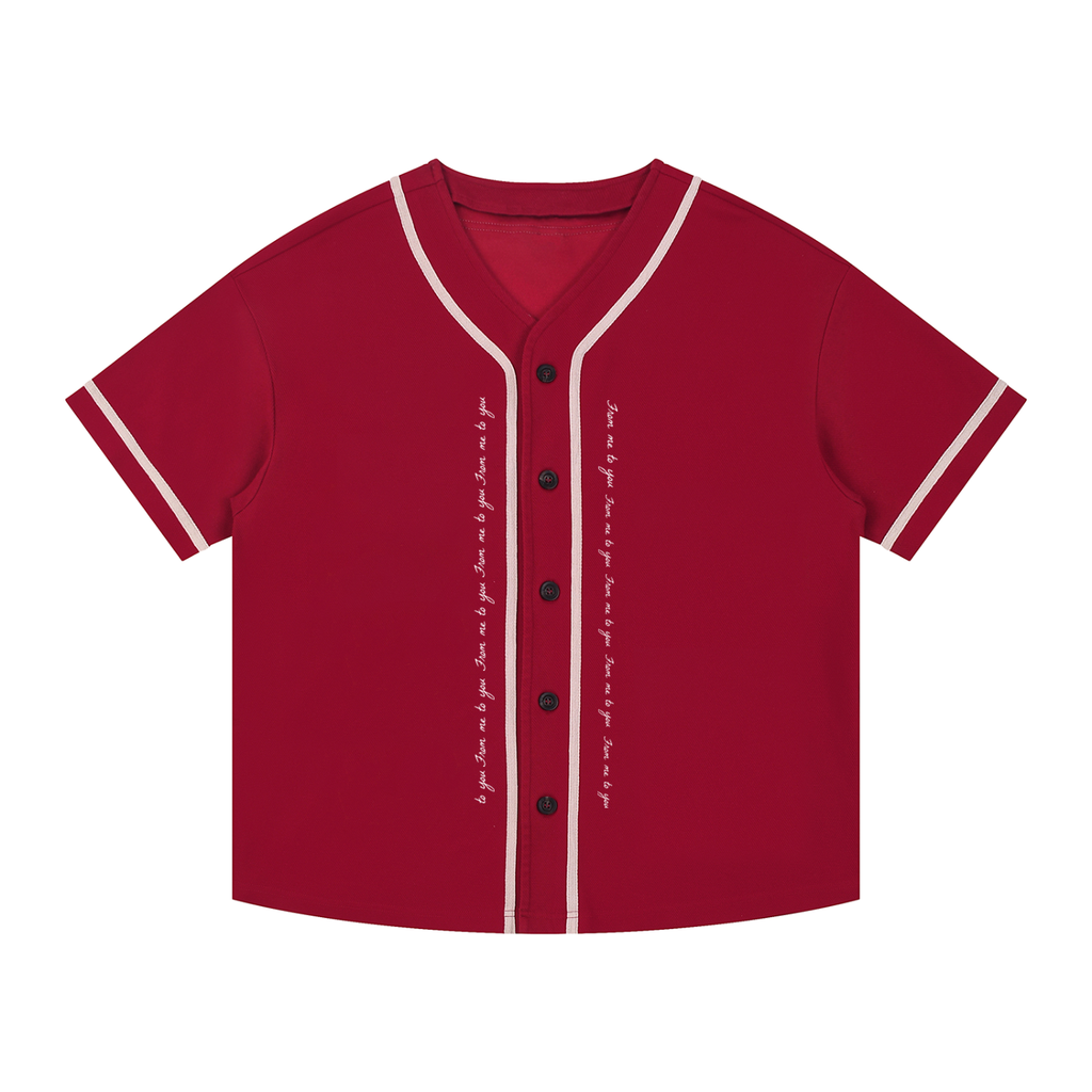 From me to you Pattern Contrast Piped Button-Up Jersey